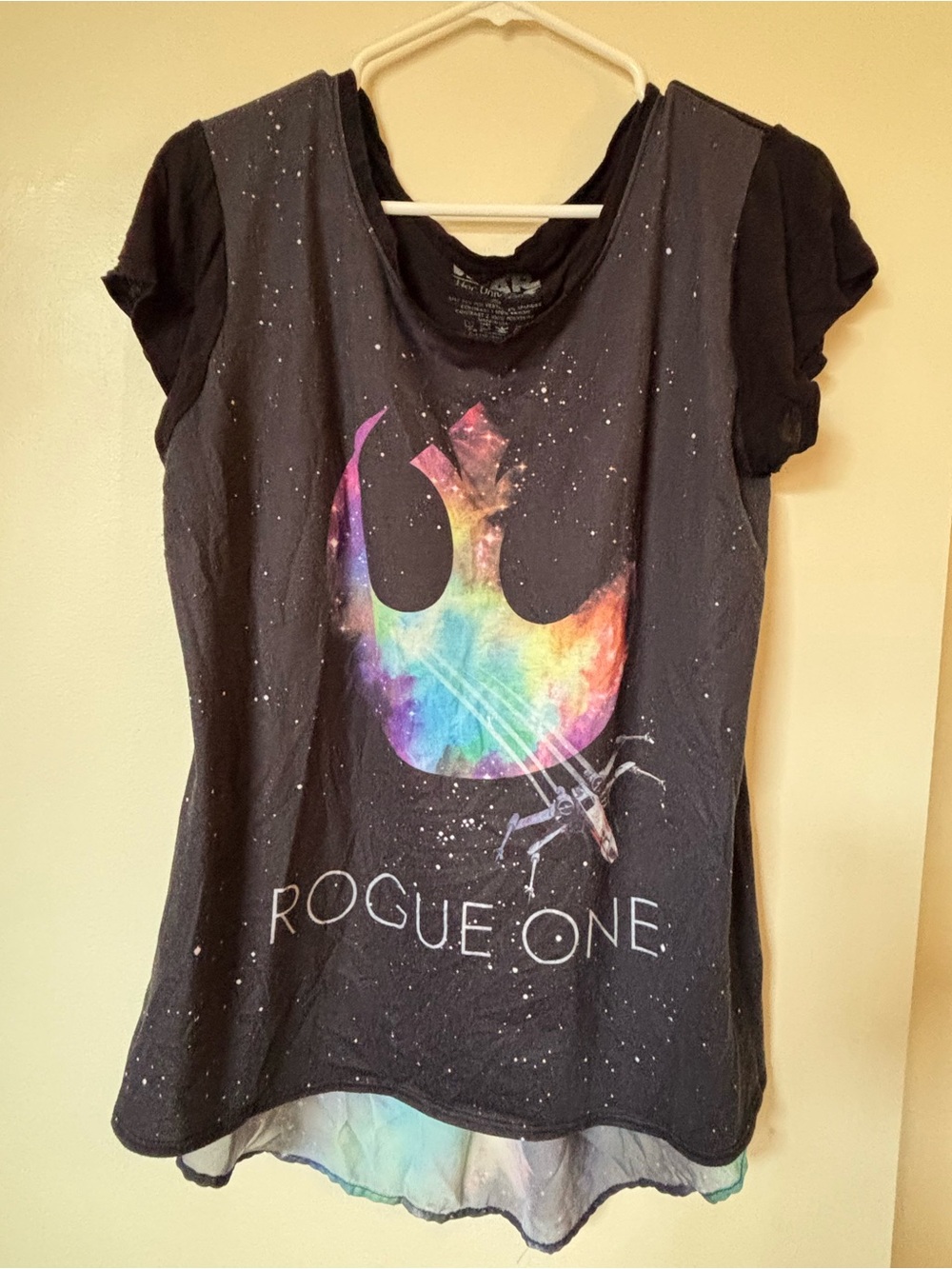 Rogue One Women's Graphic Tee with Rainbow Rebel Emblem